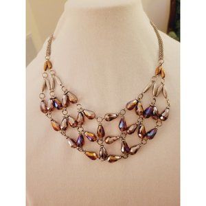Vera Wang Crystal Bib Necklace Aurora Borealis Beads